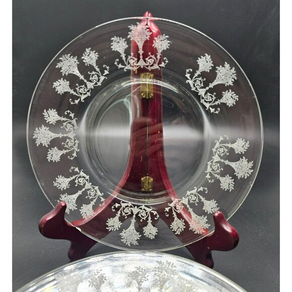 Morgantown Mayfair Plates Etched Glass Salad or Dessert Set Of 6 Vintage JJ3959 - Picture 3 of 6
